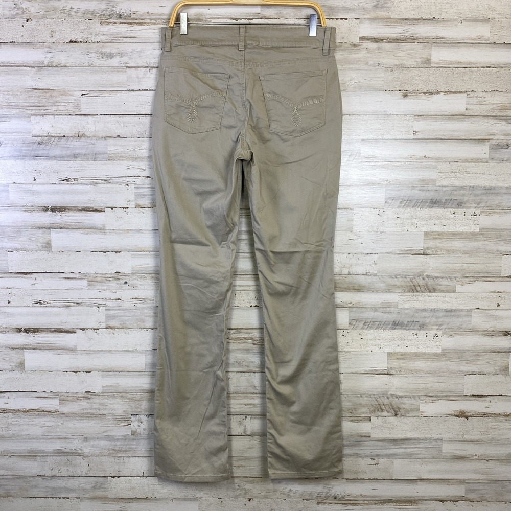 Riders by Lee Pants Women 12 Long Beige Straight Leg Mid-Rise Slimming Chino - Picture 2 of 11